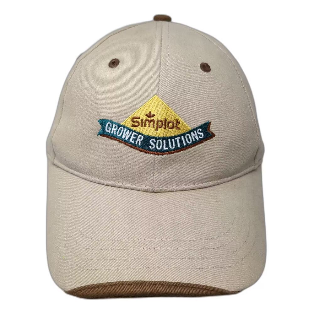 Simplot Grower Solutions Baseball Cap Beige Brown OS Embroidered Strapback Hat